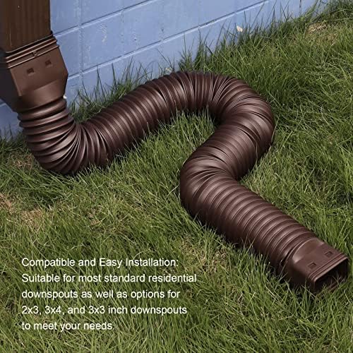 Brown 2-Pack Rain Gutter Downspout Extensions Flexible, Drain Downspout Extender,Down Spout Drain Extender, Gutter Connector Rainwater Drainage,Extendable from 21 to 68 Inches