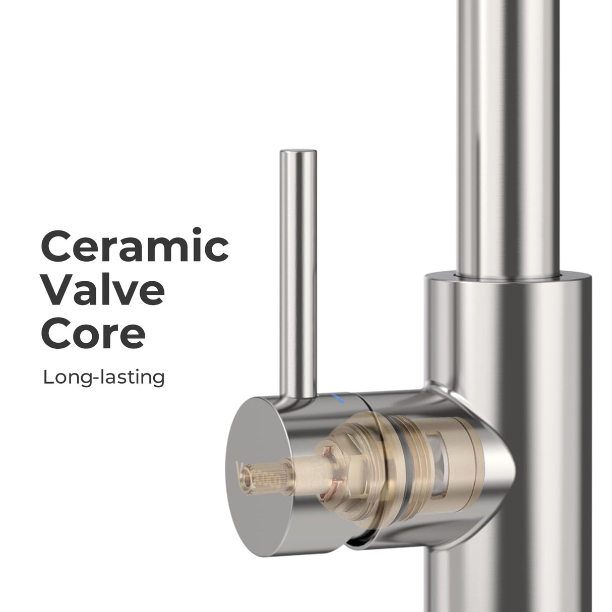 VANCOCO Kitchen Sink Mixer Tap 1 Hole, Single High Arch Kitchen Tap with 360° Swivel Pull Down Sprayer 2 Modes, SUS304 Stainless Steel Faucet