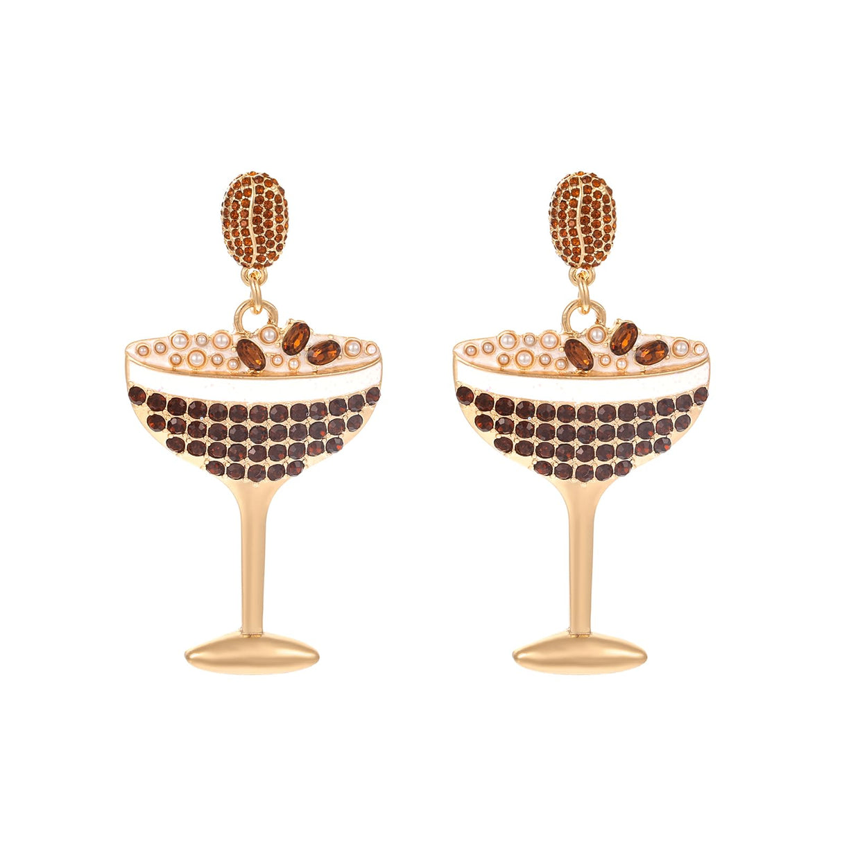 Madison Tyler Espresso Martini Earrings Luxury Coffee Bean Drink Glass