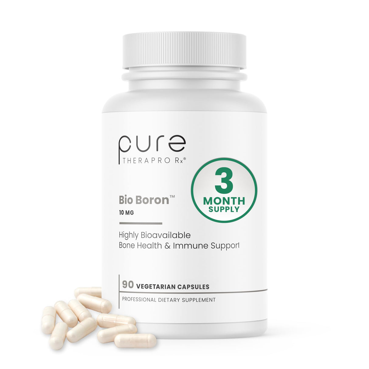 Pure TheraPro Rx Bio Boron 10mg, 3 Months Supply - Bororganic Glycine Boron for Men & Women - Premium Formula for Bone Health, Joint Flexibility, Cardiovascular Function & Immunity Support