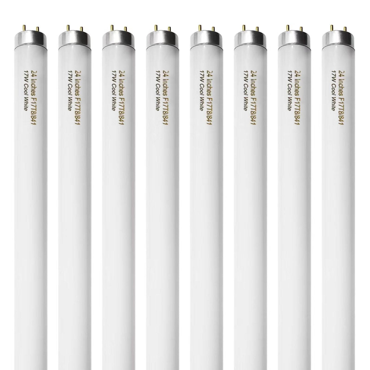 Konideke 8 Pack 24 inch F17T8/841 17 Watts Light Bulb, 2 Foot Straight Fluorescent Tube T8 Tube Light, 4100K Cool White 1400 Lumen G13 Medium Bi-Pin Cap 8 Count