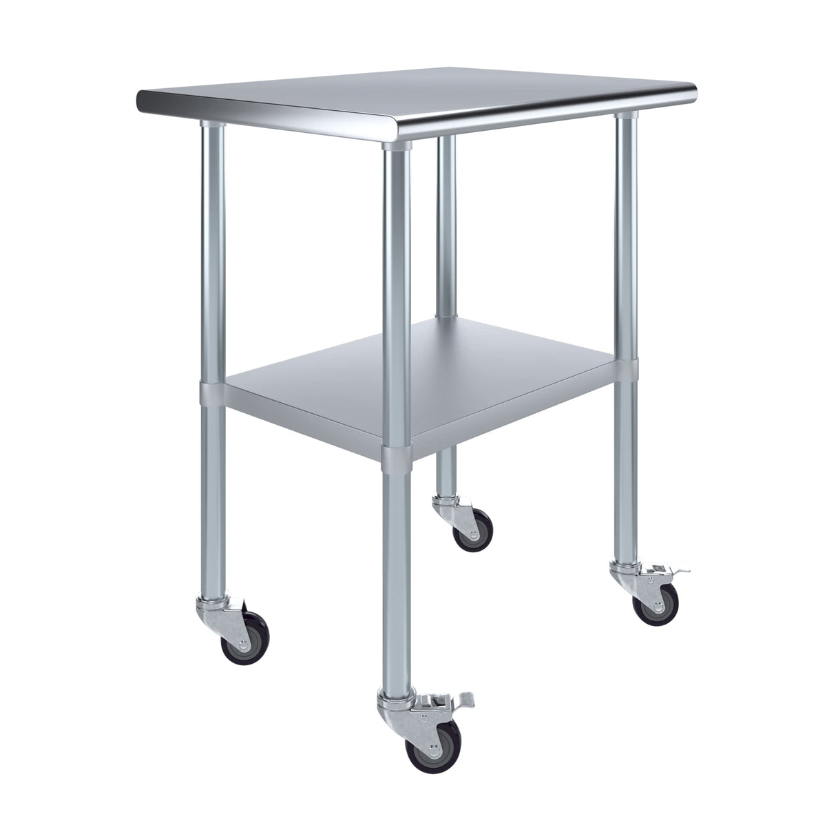 AmGood 24 in. x 30 in. Stainless Steel Work Table with Wheels | Metal Kitchen Food Prep Table | NSF