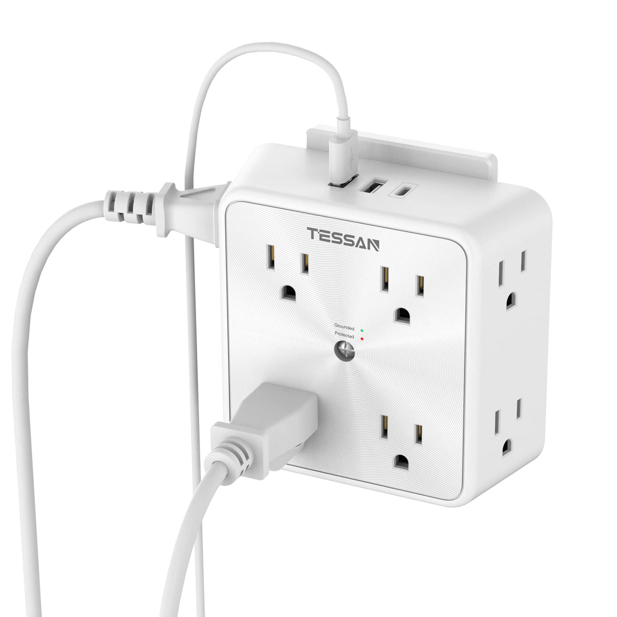 TESSAN 8 Outlet Surge Protector with 3 USB Wall Charger (1 USB C)