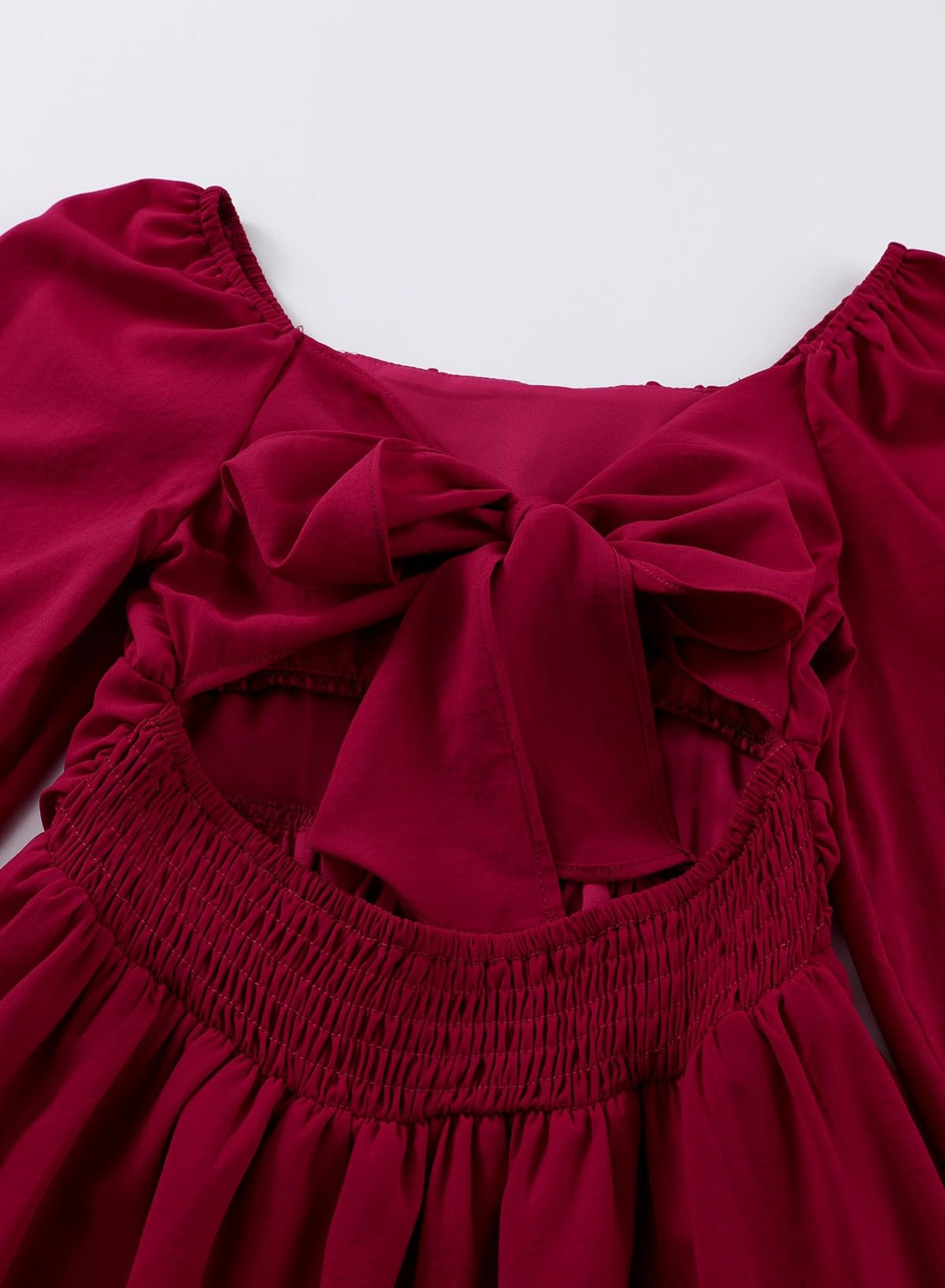 blibean Girls Long Sleeve Tie Back Dress Teen Fall Boho Wedding Guest Dresses Tween Holiday Formal Outfit Big Kids Cute Dance Christmas Clothes Size 12-13 Years Old Red