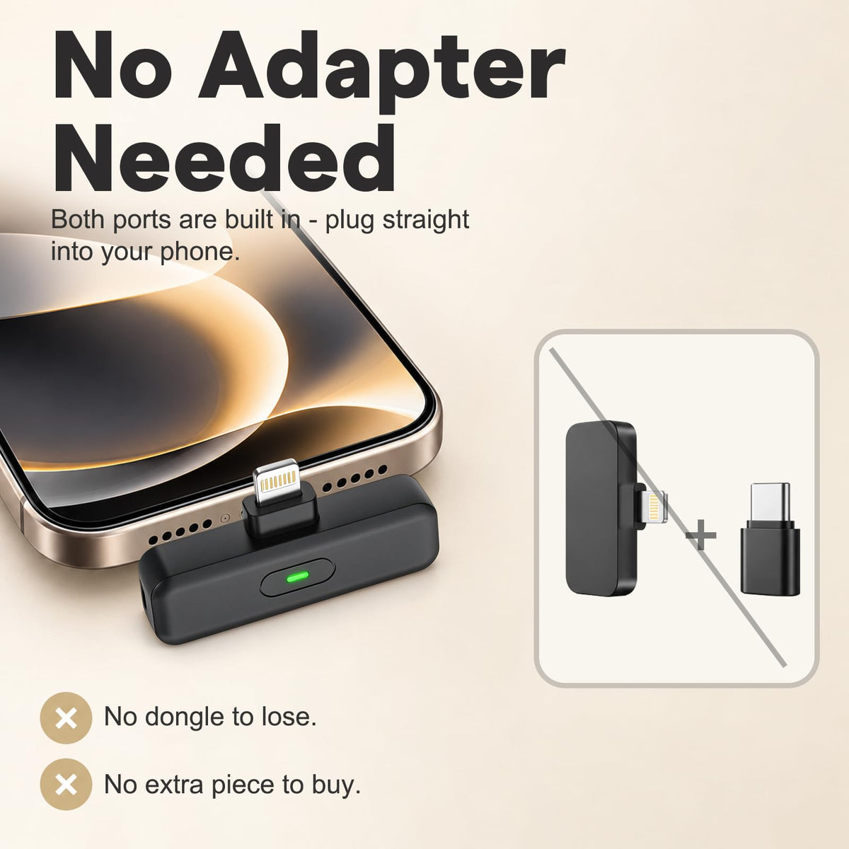 MAYBESTA Wireless Mini Microphone for iPhone, Android Phone - Lavalier Lapel Mic for Audio Video Recording - Clip on Content Creator Microphones for YouTube Tiktok Podcast Vlogging