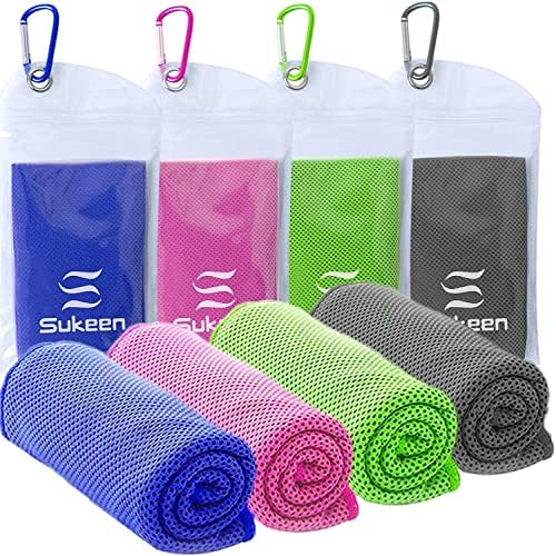 Sukeen [4 Pack Cooling Towel (40"x12"),Ice Towel,Soft Breathable Chilly Towel,Microfiber Towel for Yoga,Sport,Running,Gym,Workout,Camping,Fitness,Workout & More Activities