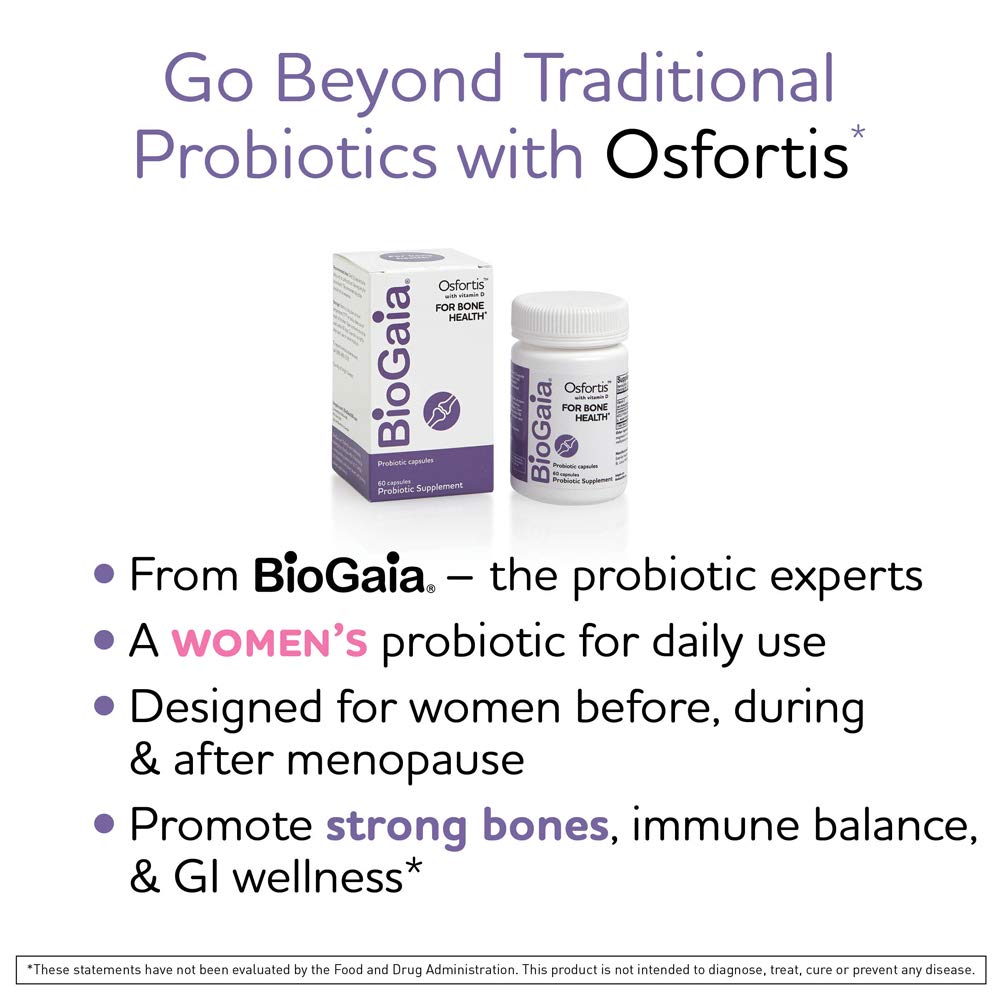 BioGaia Osfortis, Women’s Probiotic for Strong Bones, Immune Balance & GI Wellness, Contains L. reuteri 6475, 60 Capsules, 1 Pack