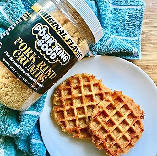 Pork King Good - Pork Rind Breadcrumbs - 2 Pack! Keto Friendly, Paleo, Gluten-Free, Sugar Free, Zero Carb Panko Substitute (Two 12 Oz Jars) (Original, 2 Pack)