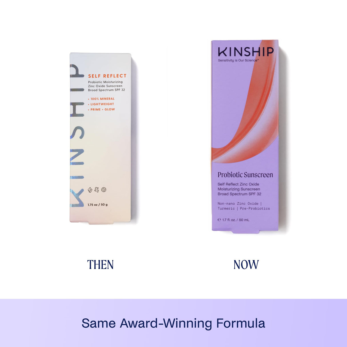 Kinship Self Reflect Probiotic Moisturizing Sunscreen SPF 32 - For Face & Body - Lightweight 100% Mineral SPF for Sensitive Skin - Sheer Zinc Oxide Sunblock - Clean & Reef Safe – Vegan (3.5oz)