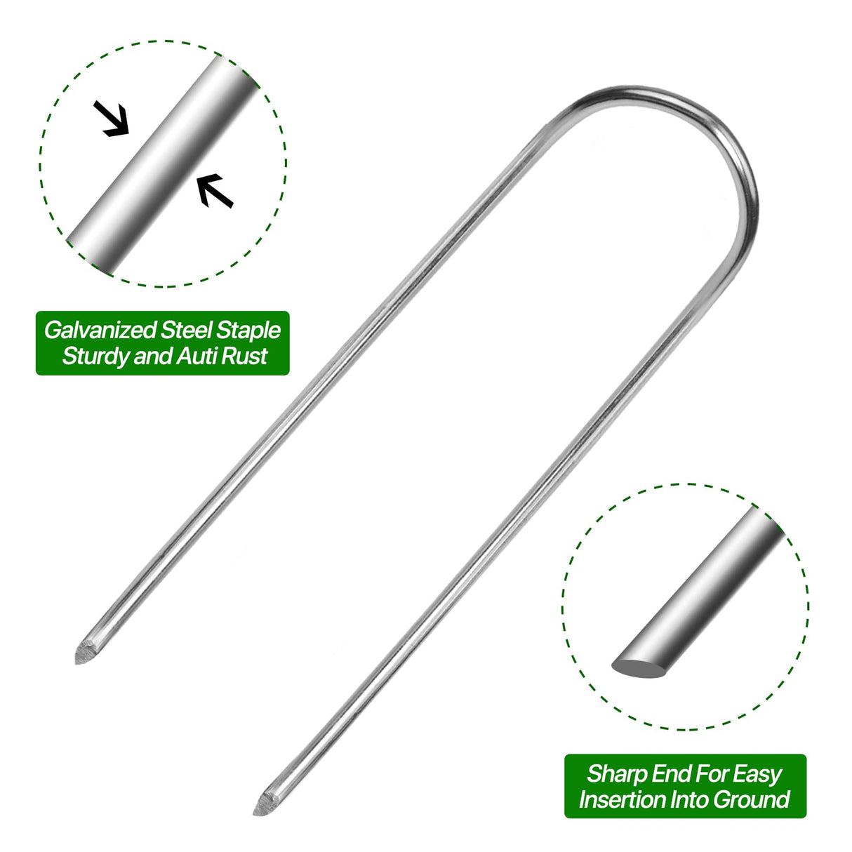 TiTifield 4 Inch U Shape Garden Stakes Irrigation Tubing Stakes 180 Pack