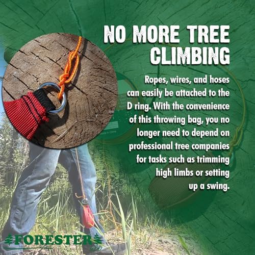 FORESTER Arborist Throw Line Kit - Ultra Slick 100% Polyester Rope with Weighted Throw Bag | Forestry Tree Gear for Low and High Limb Throwing | 3/16 Inch Thick Rope