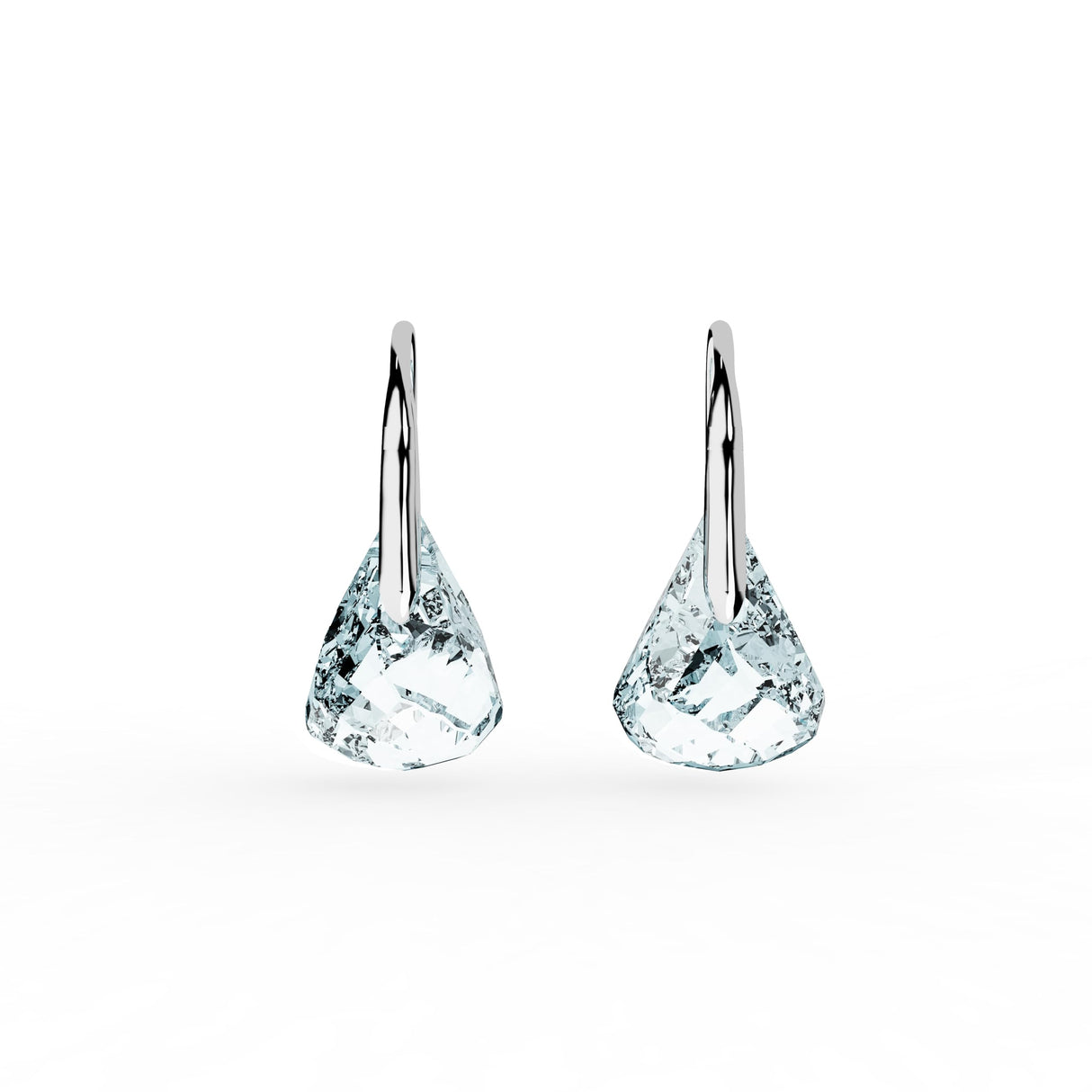 Swarovski Lunar drop earrings, Blue, Rhodium finish