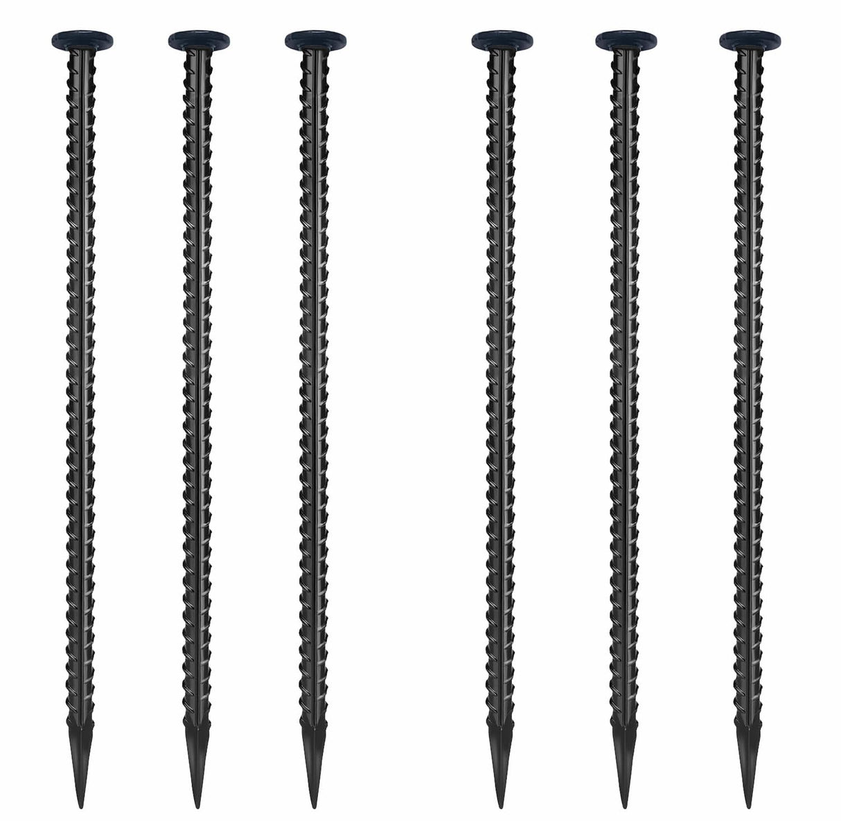 16" Galvanized Rebar Stakes 6 Pack,1/2" Diameter Heavy Duty Ground Anchors