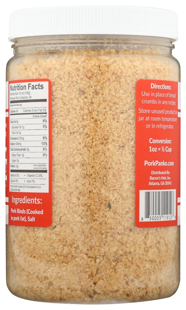 Pork Panko - 0 Carb Pork Rind Bread Crumbs - Keto and Paleo Friendly, Naturally Gluten-Free and Carb-Free - Case of (6) 12oz Pork Panko Jars