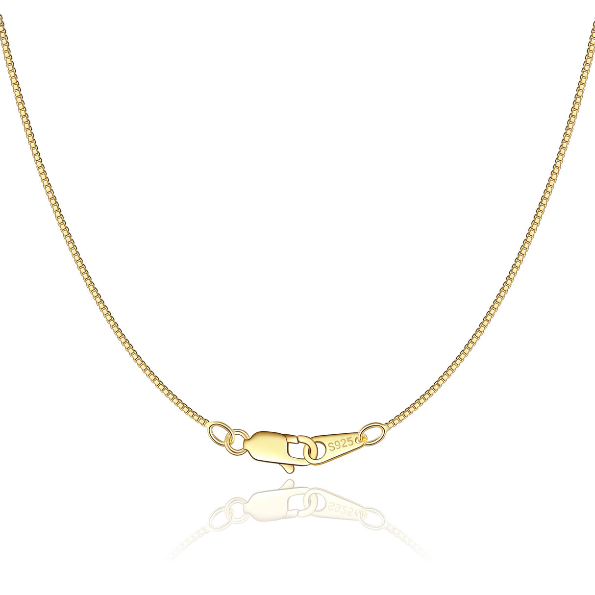 Jewlpire 18K Gold Plated Chain Necklace for Women, 0.8mm Box Chain 18K Gold Plated Chains for Women Thin & Sturdy Women's Chains Necklaces 18 Inch