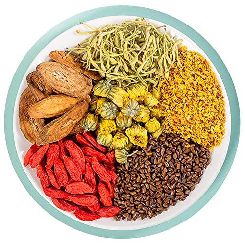 Chrysanthemum Cassia Seed Tea Bags,Eyes Brighten Liver Cleanse Herbal Tea,Burdock Root Honeysuckle Chinese Wolfberry Sweetscented Osmanthus Organic Combination of Floral Tea 7.05OZ(200g, 8gX25Bags)