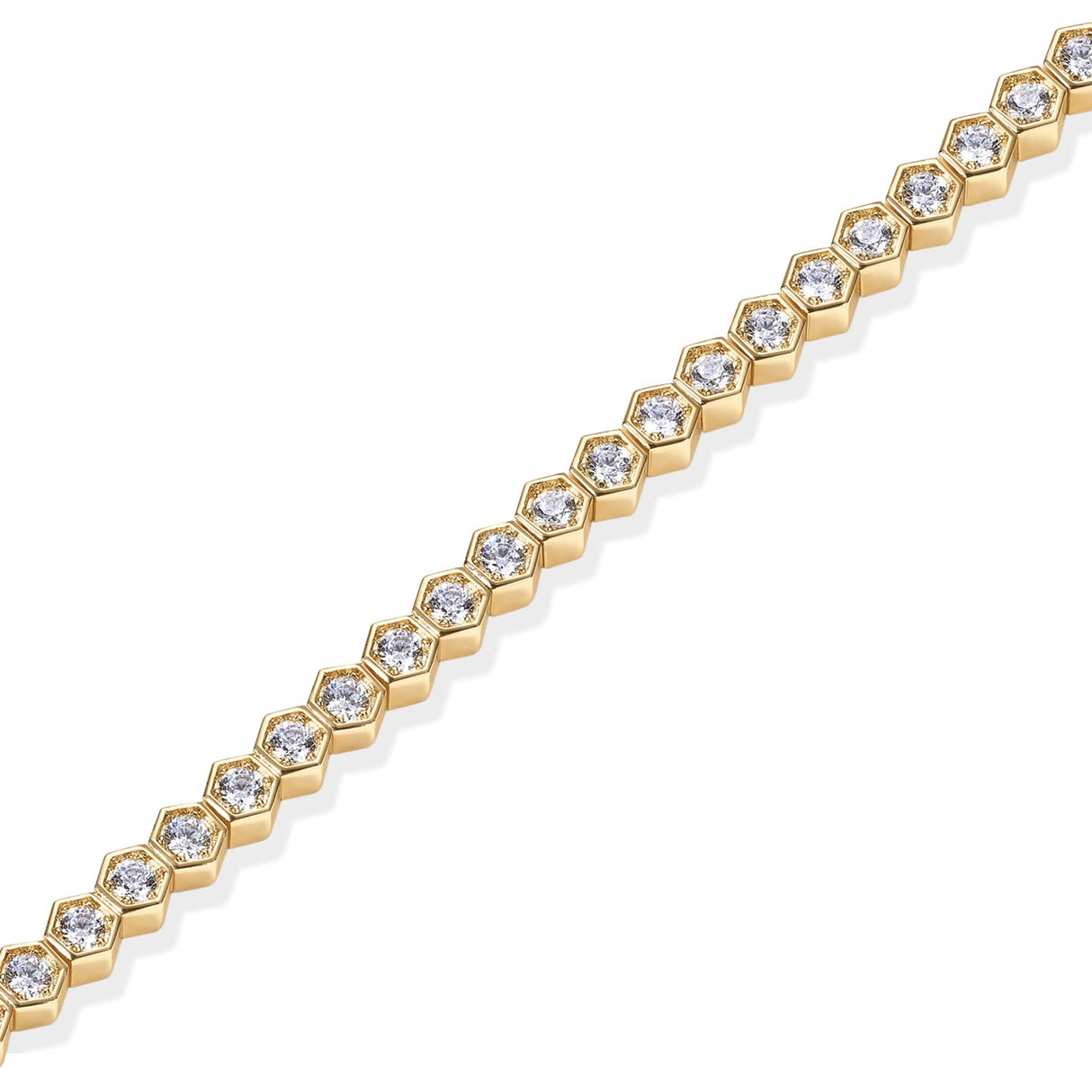 PAVOI 14K Yellow Gold Plated 2mm Cubic Zirconia Honeycomb Tennis Bracelet | Gold Bracelets for Women | 7 Inches