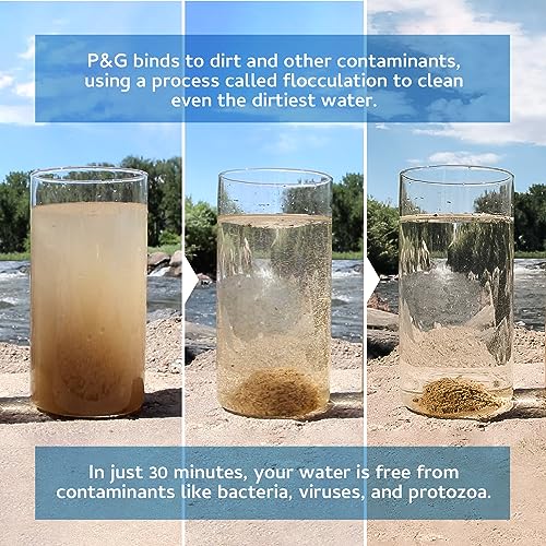P&G Purifier of Water Portable Water Purifier Packets. Emergency Water Filter Purification Powder Packs for Camping, Hiking, Backpacking, Hunting, and Traveling. (12 Packets)