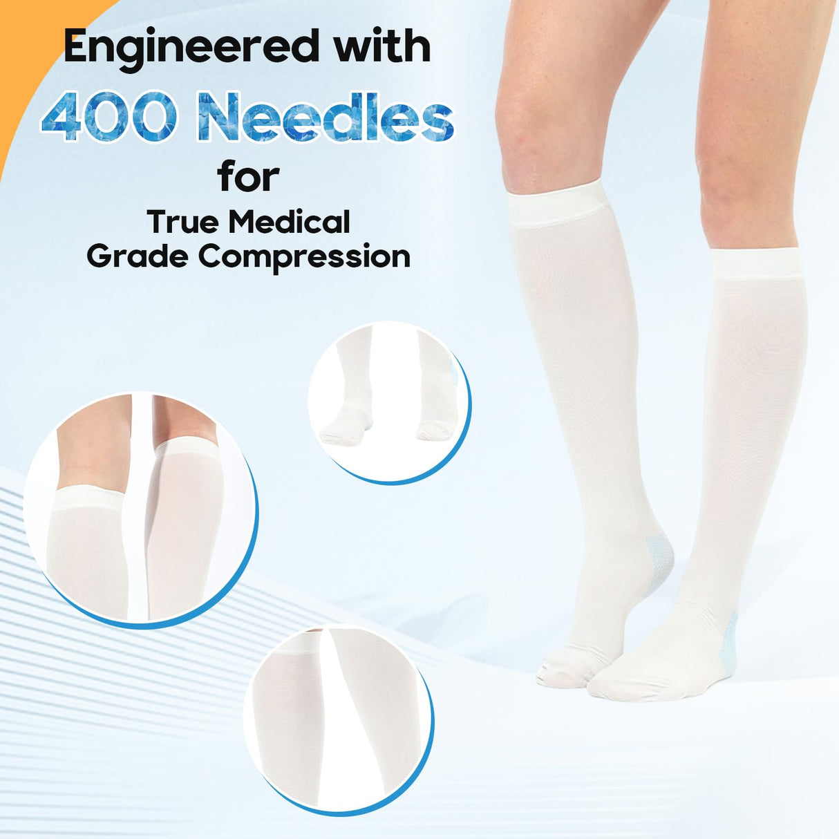 2Pairs Ted Hose Compression Stockings for Women and Men, Anti Embolism Compression Stockings, Surgical Compression Stocking, 15-20 mmHg Compression TED Hose with Inspect Toe Hole (Knee High, L)