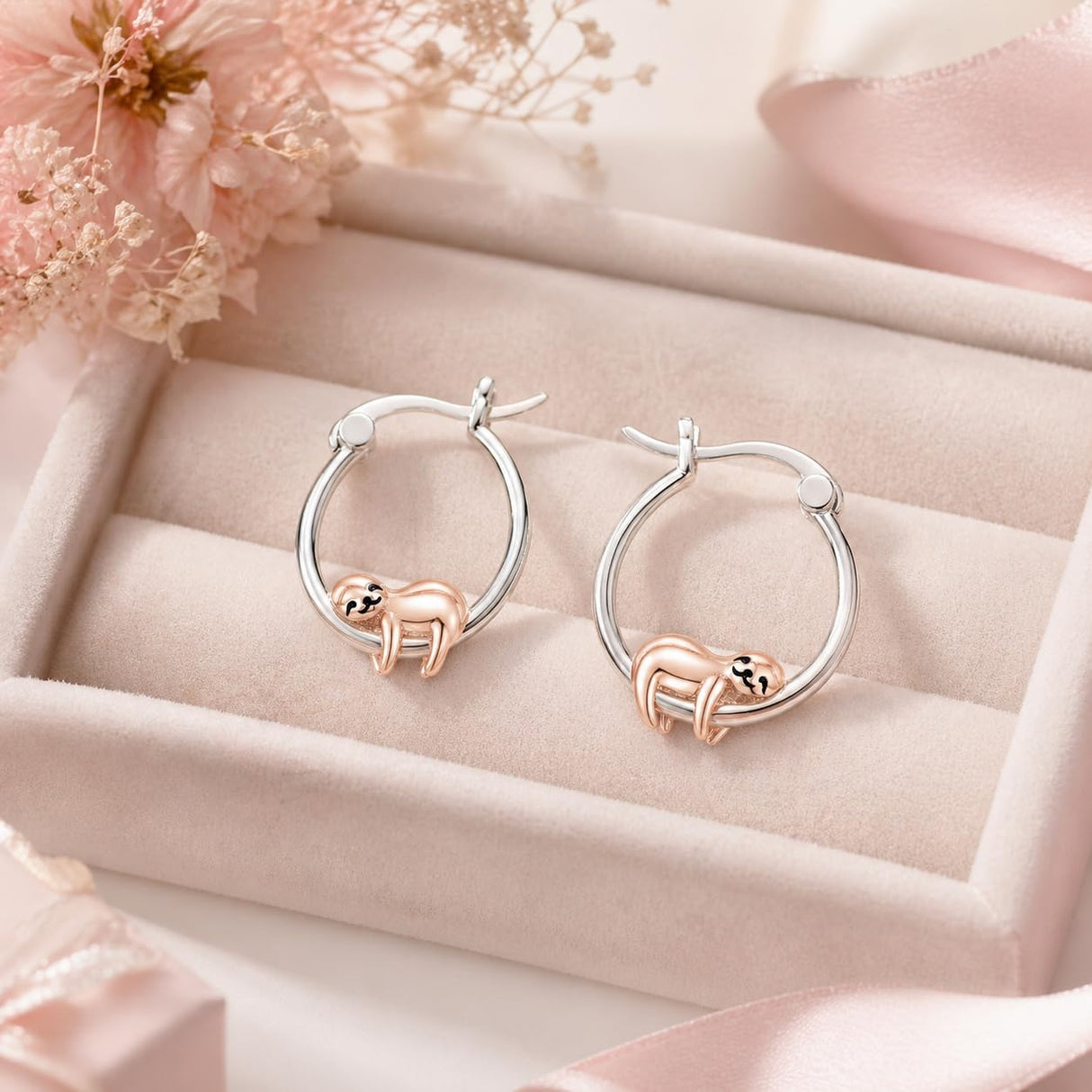 Hypoallergenic Sloth Hoop Earrings Gifts for Girls Women Cute Sloth Jewelry