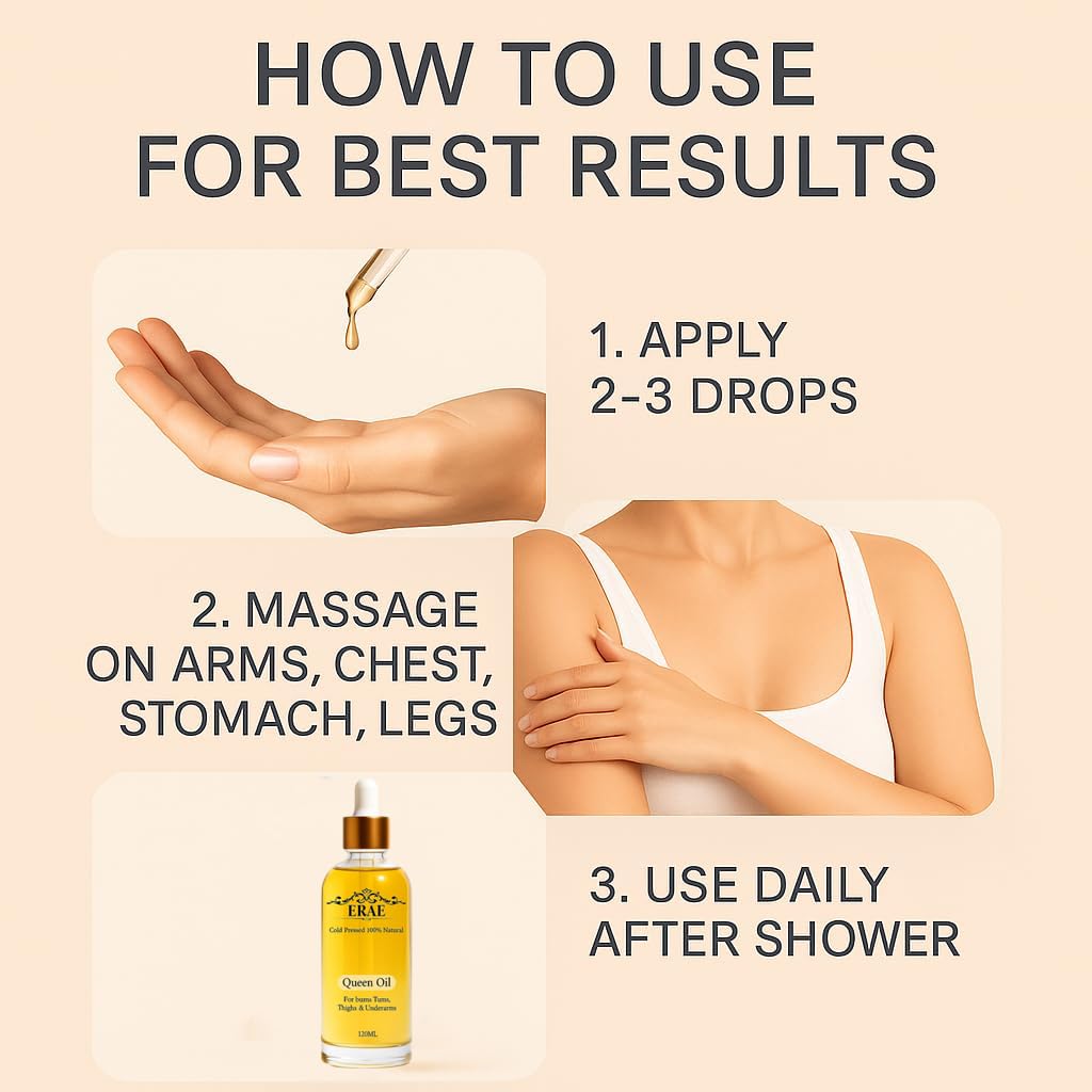 ERAE Queen Body Oil – Cold Pressed Botanical Blend for Hydrating & Firm-Looking Skin, Lightweight Fast-Absorbing Body Moisturizing Oil for Arms, Legs & Stomach