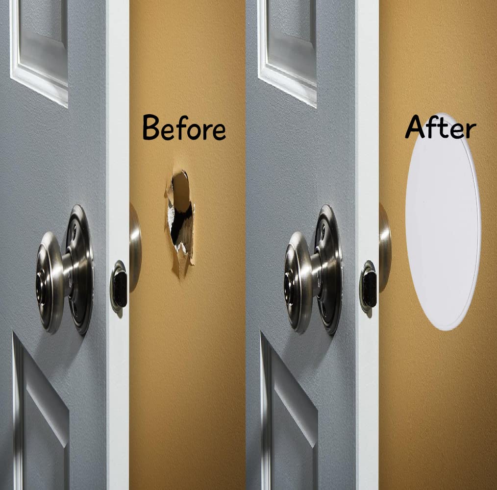 Litepak 5 Pack - Door Knob Protector | Door Bumpers 5" Door Knob Guard Plastic Self Adhesive Prevents Door Handle Damage, White