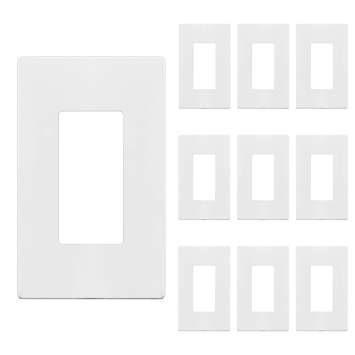 ENERLITES Screwless Decorator Wall Plate Child Safe Outlet Cover, Size 1-Gang 4.68" H x 2.93" L, Polycarbonate Thermoplastic, SI8831-W-10PCS, White (10 Pack)