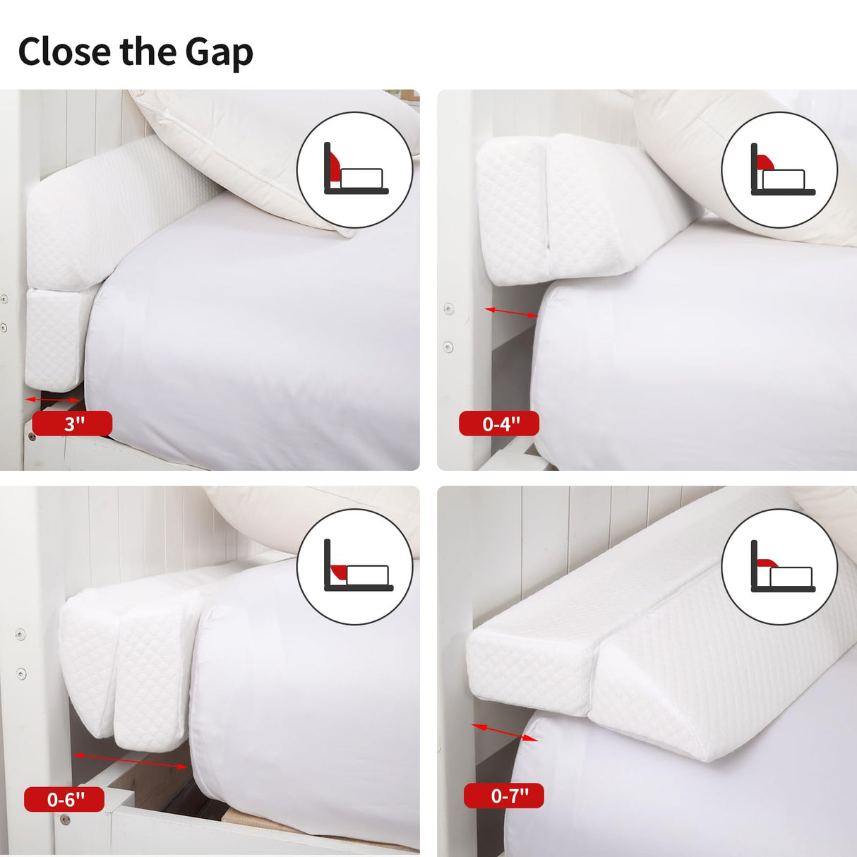 MABOZOO Pillow Wedge for Headboard Gap,White Bed Wedge Gap Filler King Size,Foldable Bed Wedge Pillow for Headboard,Foam Mattress Gap Filler,76"x6"x6"