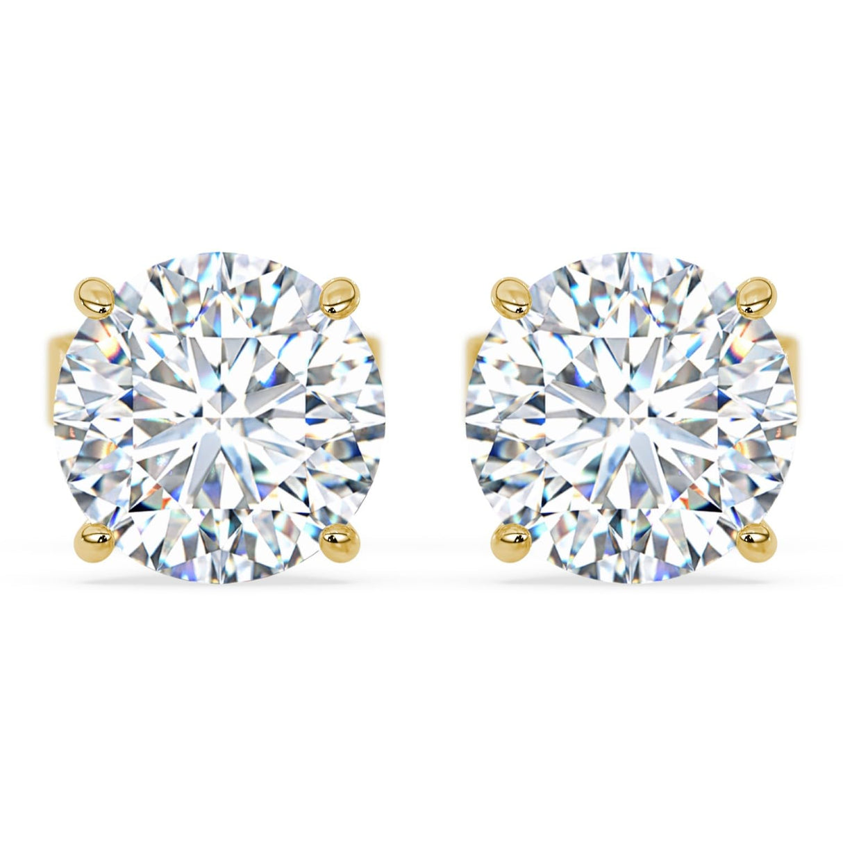 14K Yellow Gold 1.0 Carat Round Shape LAB GROWN Diamond IGI Certified Stud Earrings for women 4 Prong Push Back (E/F Color VS2/SI1 CLARITY)