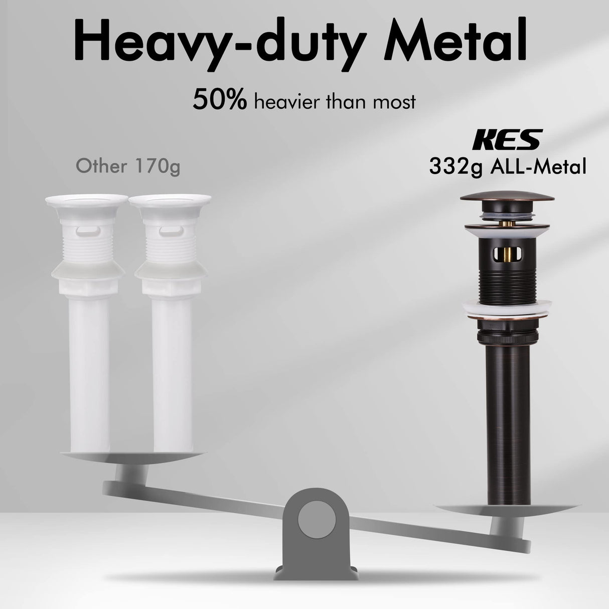 KES Bathroom Faucet Vessel Vanity Sink Pop Up Drain Stopper with Overflow Oil Rubbed Bronze, ALL Metal Rustproof Brass and 304 Stainless Steel, S2008A-ORB