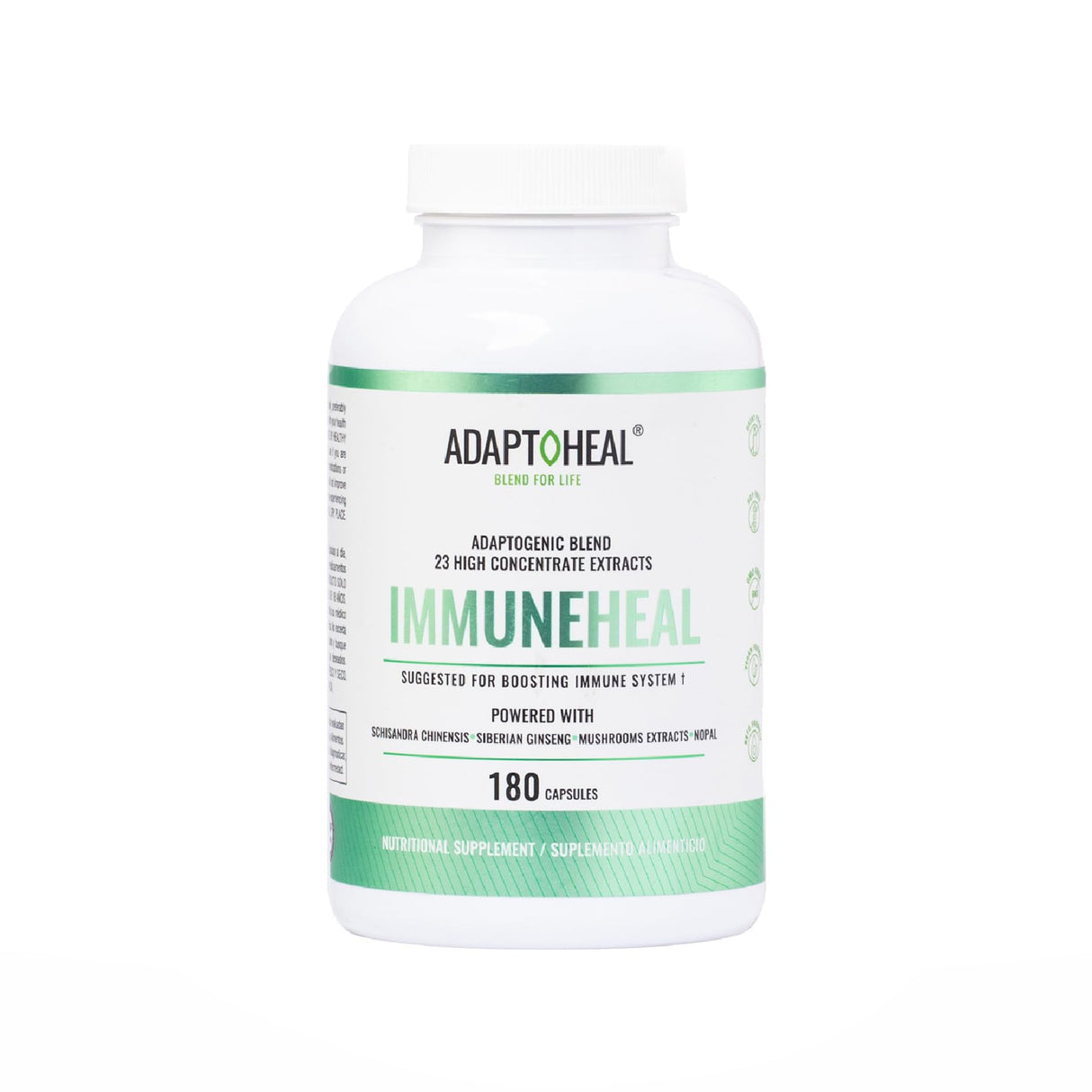 ADAPTOHEAL Immuneheal – Adaptogen, Immune System Booster Supplement with Schisandra Chinensis, Ginseng and Mushroom Extract (180 Capsules)