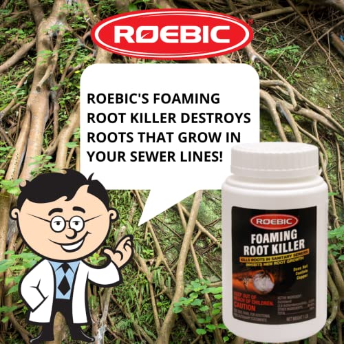 4 Pack Roebic FRK-1LB Foaming Root Killer: Clear Pipes, Stop New Growth, Safe for All Plumbing - 1lb, White, Granules