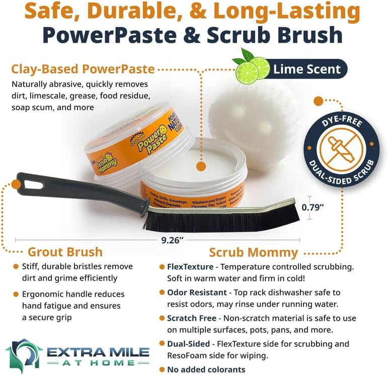 Power Paste Natural Cleaner Bundle, Includes Power Paste With Flexible Brush for Hard to Reach Cleaning Projects