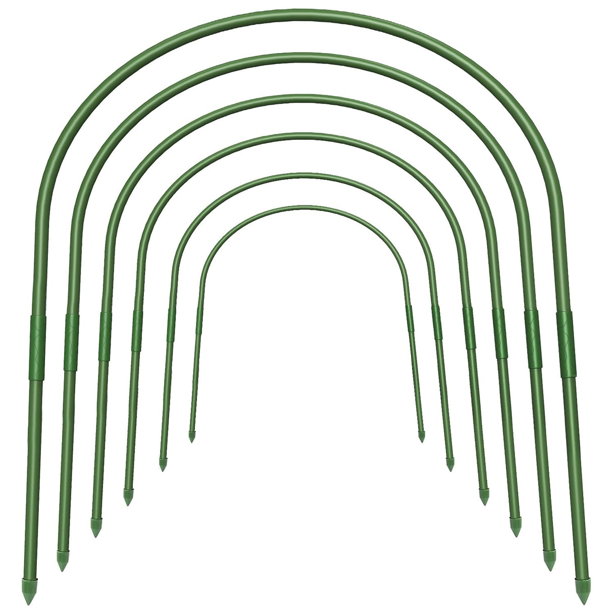 FOTMISHU 6Pcs Greenhouse Hoops, 23.6" x 25.6" Garden Hoops Rust-Free Grow Tunnel 4.9ft Long Steel with Plastic Coated Support Hoops Frame for Garden Fabric, Plant Support Garden Stakes