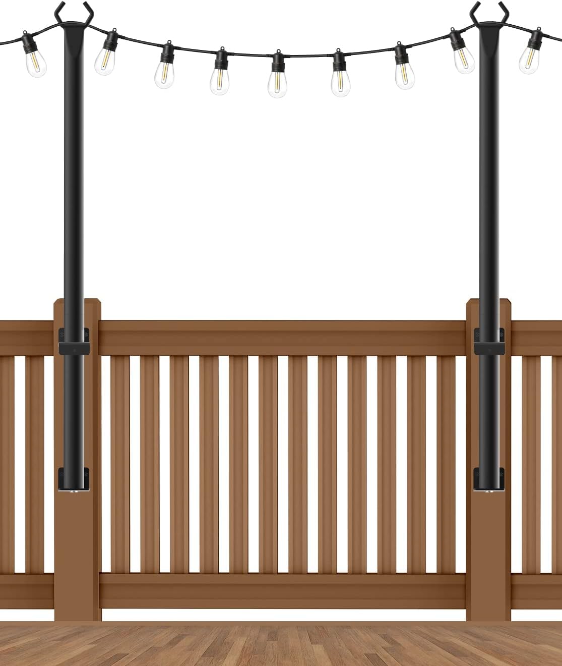 2 Pack String Light Poles,5Ft Metal Poles for Outdoor String Lights,Outdoor Light Poles with Post,Poles/Stand for Outside,Patio,Deck,Backyard,Garden Wedding,Party