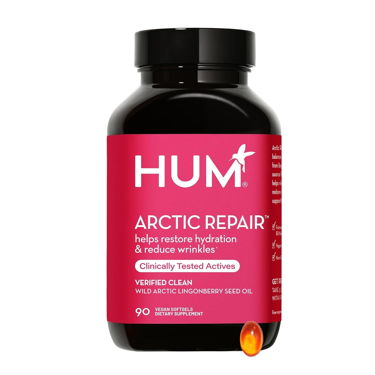 HUM Arctic Repair - Clear Skin Supplement with Vitamins A & E, Omegas 3, 6 & 9, and Lingonberry Seed Oil to Help Reduce Appearance of Wrinkles, Rejuvenate & Hydrate Skin (90-Count)