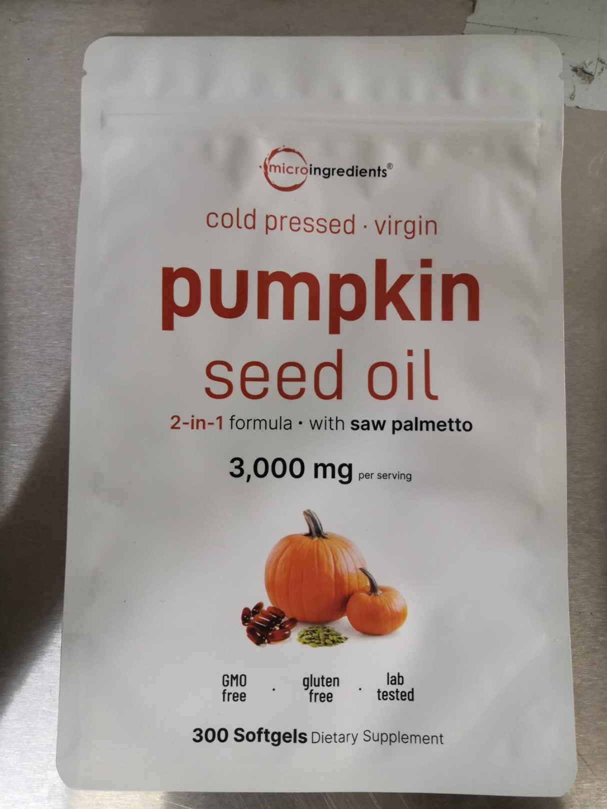 Pumpkin Seed Oil with Saw Palmetto, 3000mg Per Serving, 300 Softgels | Cold Pressed, Pure Virgin Oil, Essential Fatty Acids & Phytosterols | Supports Hair, Urinary, Bladder & Prostate Health | Non-GMO
