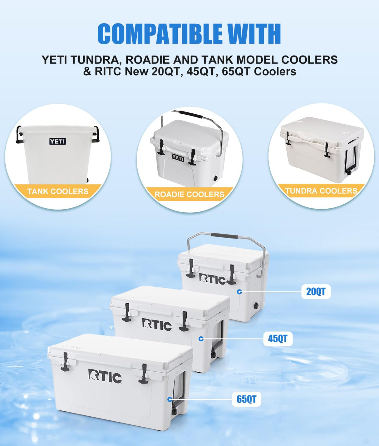WADEO Cooler Drain Plug Hose Connection, Replacement Drain Plug with PVC Garden Hose Shut Off Valve for YETI Cooler, YETI Tundra Cooler, Roadie Cooler, Tank Cooler and RTIC 20QT, 45QT, 65QT Cooler
