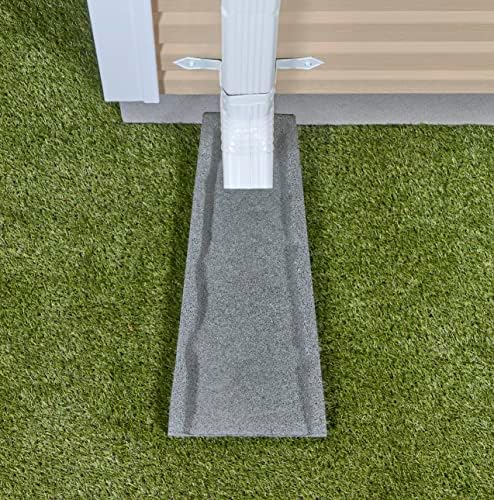Rubberific Premium Rubber Downspout Splash Block, Rain Guard, Stone Textured Drain Extender (Gray)