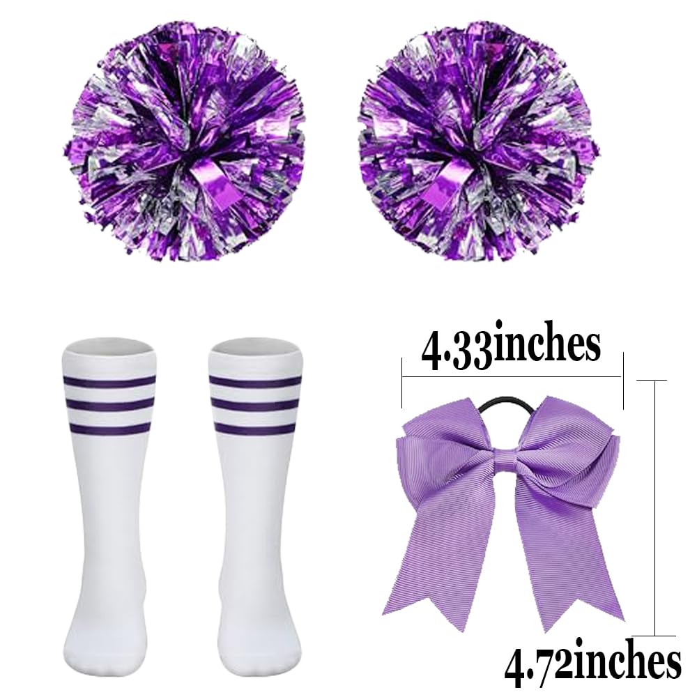 yolsun Cheerleader Costume Outfit for Girls Halloween Cosplay Christmas Gift for Kids (Purple,8-9 Years)