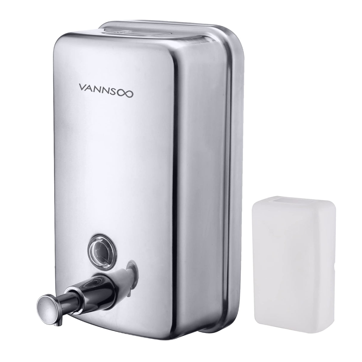 VANNSOO Commercial Soap Dispenser Wall Mount Stainless Steel Manual Liquid Pump Rust-Proof Leak Free for Bathroom (37 fl.oz./1100ml)