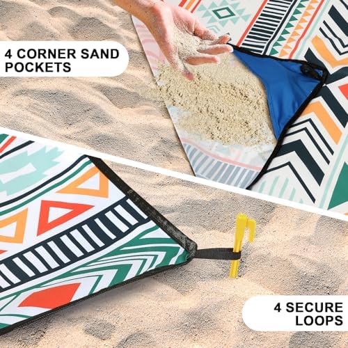Beach Blanket Waterproof Sandproof Extra Large Beach Mat 79" X 83"/120"x108"for 1-8 Adults Quick Drying Durable Outdoor Picnic Mat for Beach Travel Camping Hiking