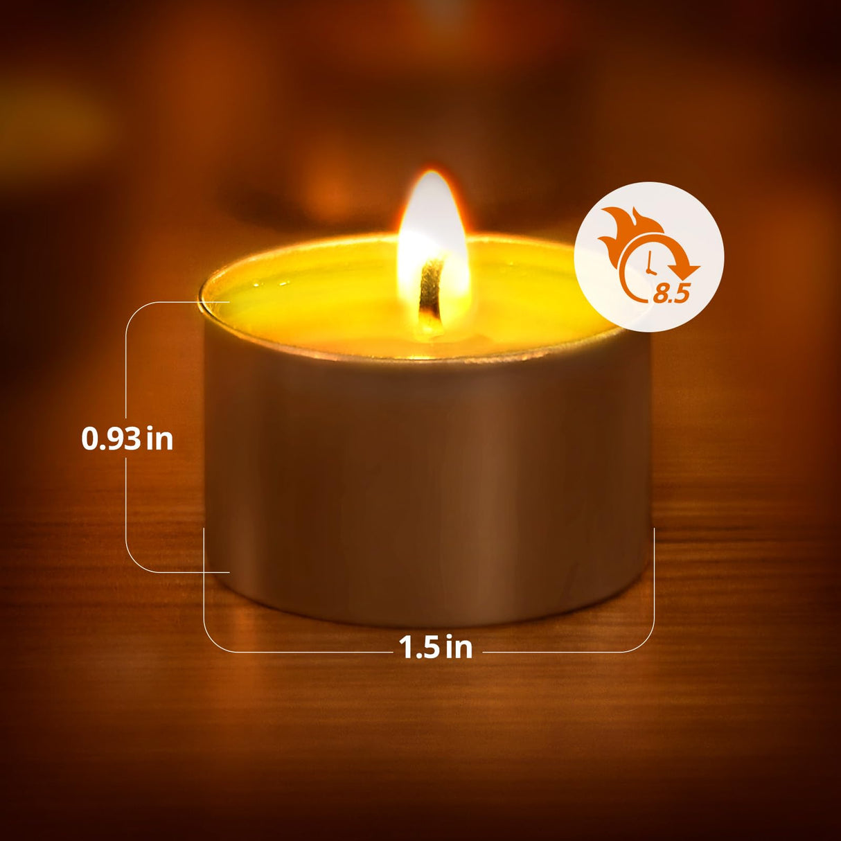 Ashlux Unscented Palm Tea Lights Candles 100 Pack Bulk, 8 to 9 Hours Long Burning White Tea Lights,Non-Paraffin, Smokeless, Mini Tealight Candles for Wedding, Christmas Lights, Party, Power Outages