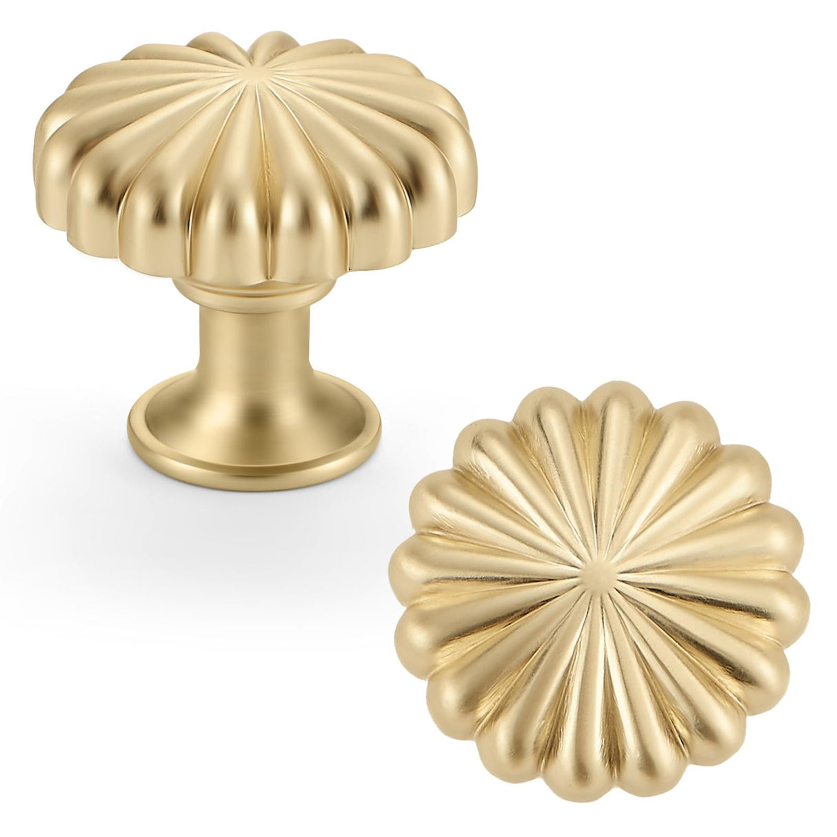FAPUAL 10 Pack Gold Cabinet Knobs for Kitchen Cabinets and Dresser Drawers,Zinc Alloy Brushed Brass Hardware Handles Pulls,Vintage Cupboard Drawer Knob