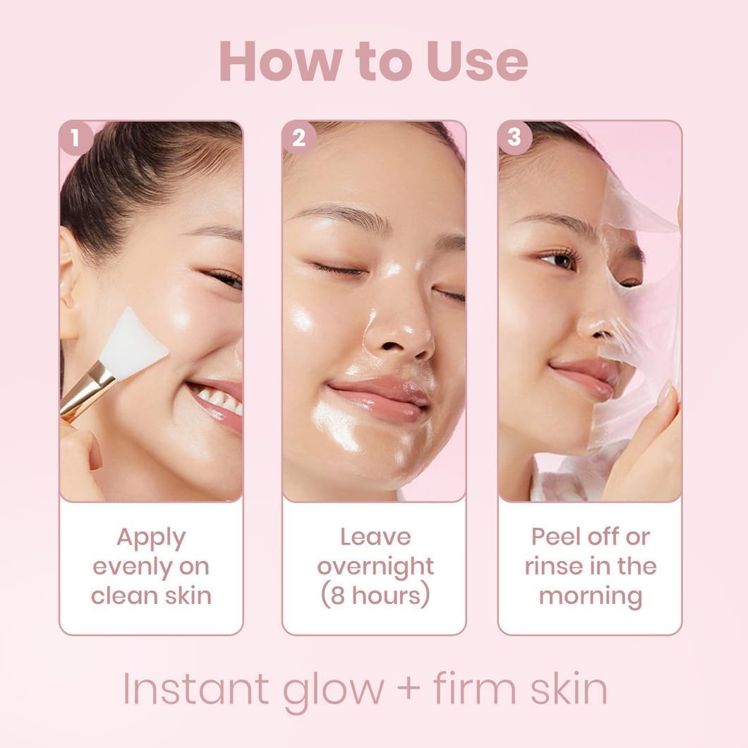 Official YURI Collagen Overnight Wrapping Peel Off Face Mask, Overnight Collagen Face Mask Easy Peel Off Facial Mask Skin Care Night Mask, Reduce Fine Lines & Dullness, Anti-Aging Skin Car