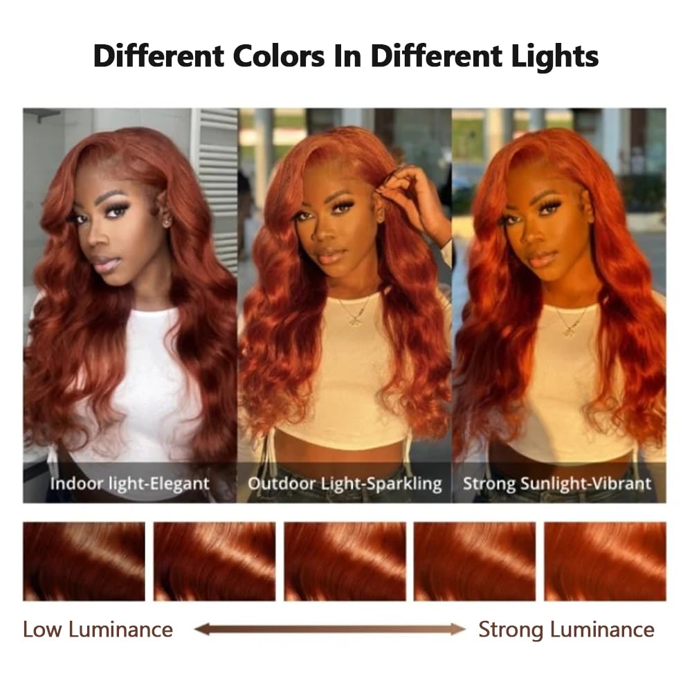 dorbess Ginger Orange 30 Inch Lace Front Wigs Human Hair Body Wave Wavy 13x6 HD Lace Front Glueless Ginger Wig Human Hair 180% Density Transparent HD Lace Frontal Wigs Pre Plucked Hairline