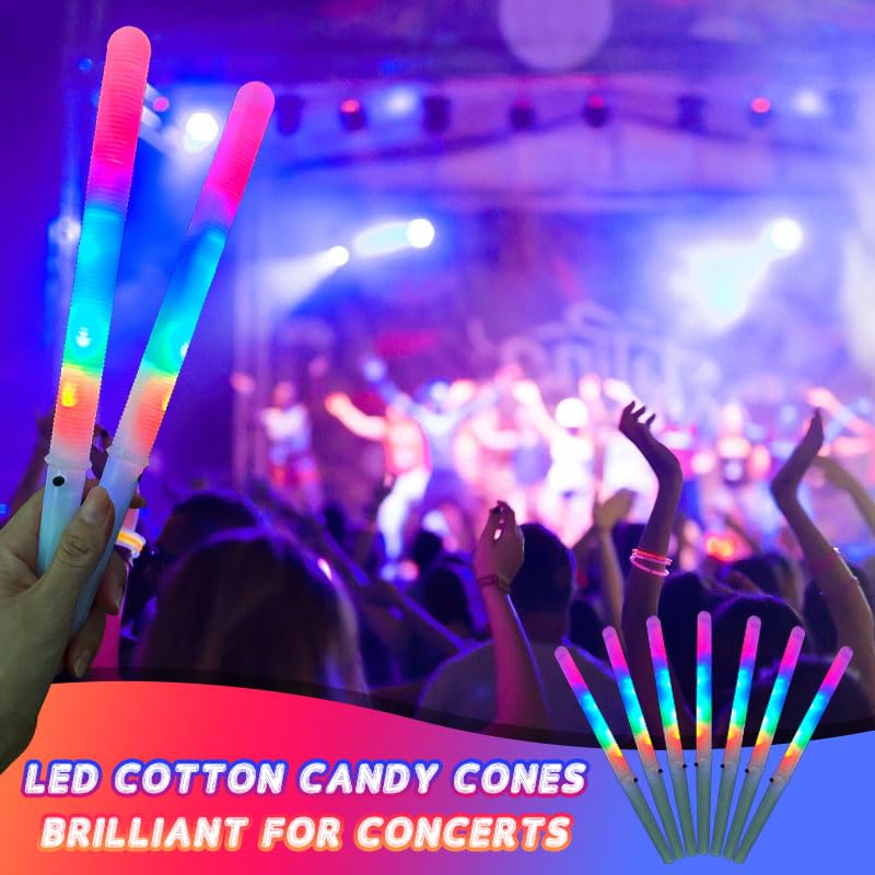 50 Pcs LED cotton candy cones,Glowing cotton candy sticks,Cotton candy holder reusable and waterproof, suitable for Christmas party (colorful)