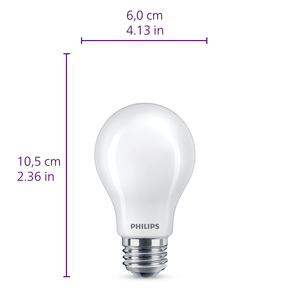 PHILIPS LED 60W A19 8-Pack Ultra Definition (2700K) 800 Lumen (8W = 60W) Dimmable Frosted Flicker-Free Light Bulbs