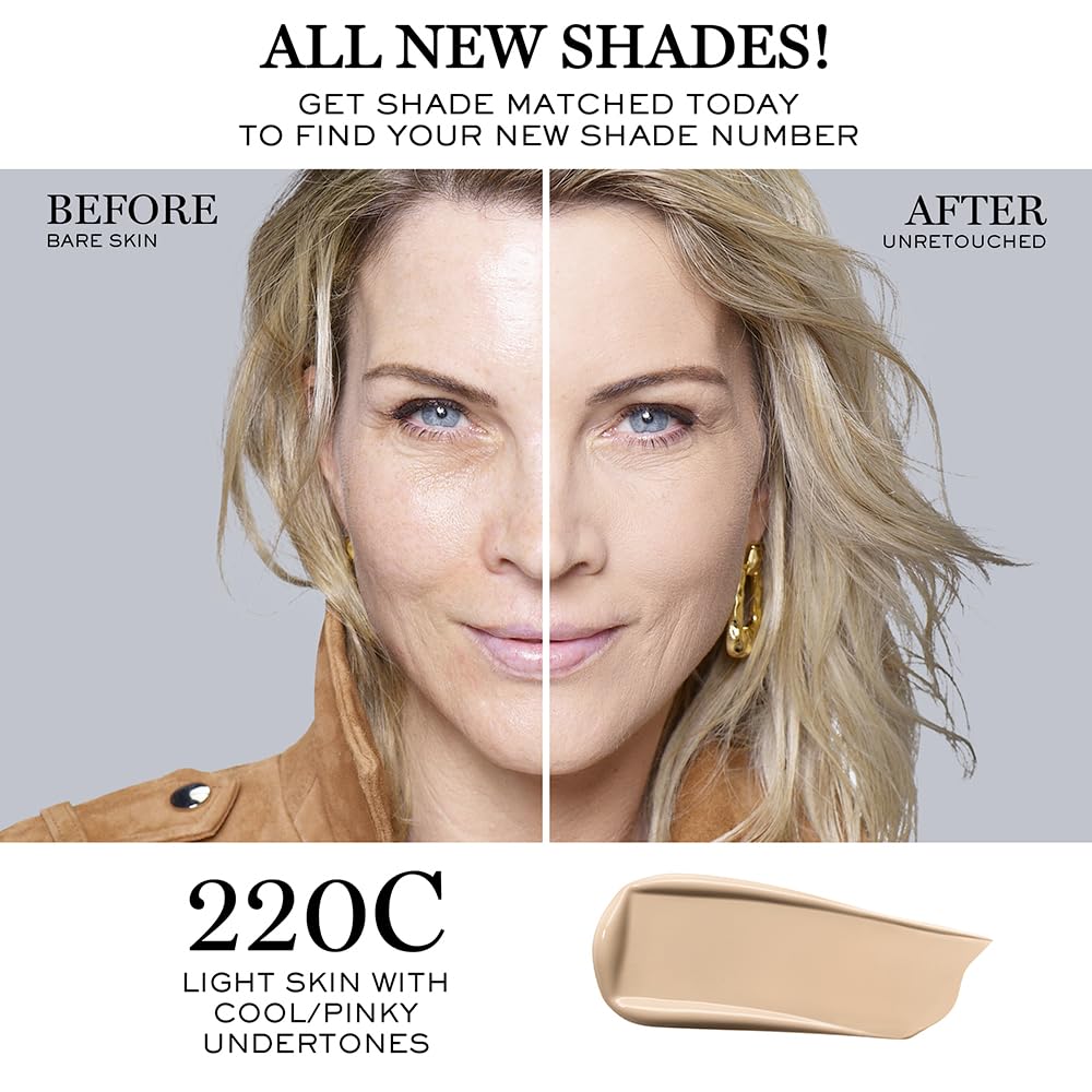 Lancôme Teint Idole Ultra Wear Buildable Full Coverage Foundation - Longwear & Waterproof - Natural Matte Finish - 220C (Light Skin with Cool/Pinky Undertones), 1 Fl Oz