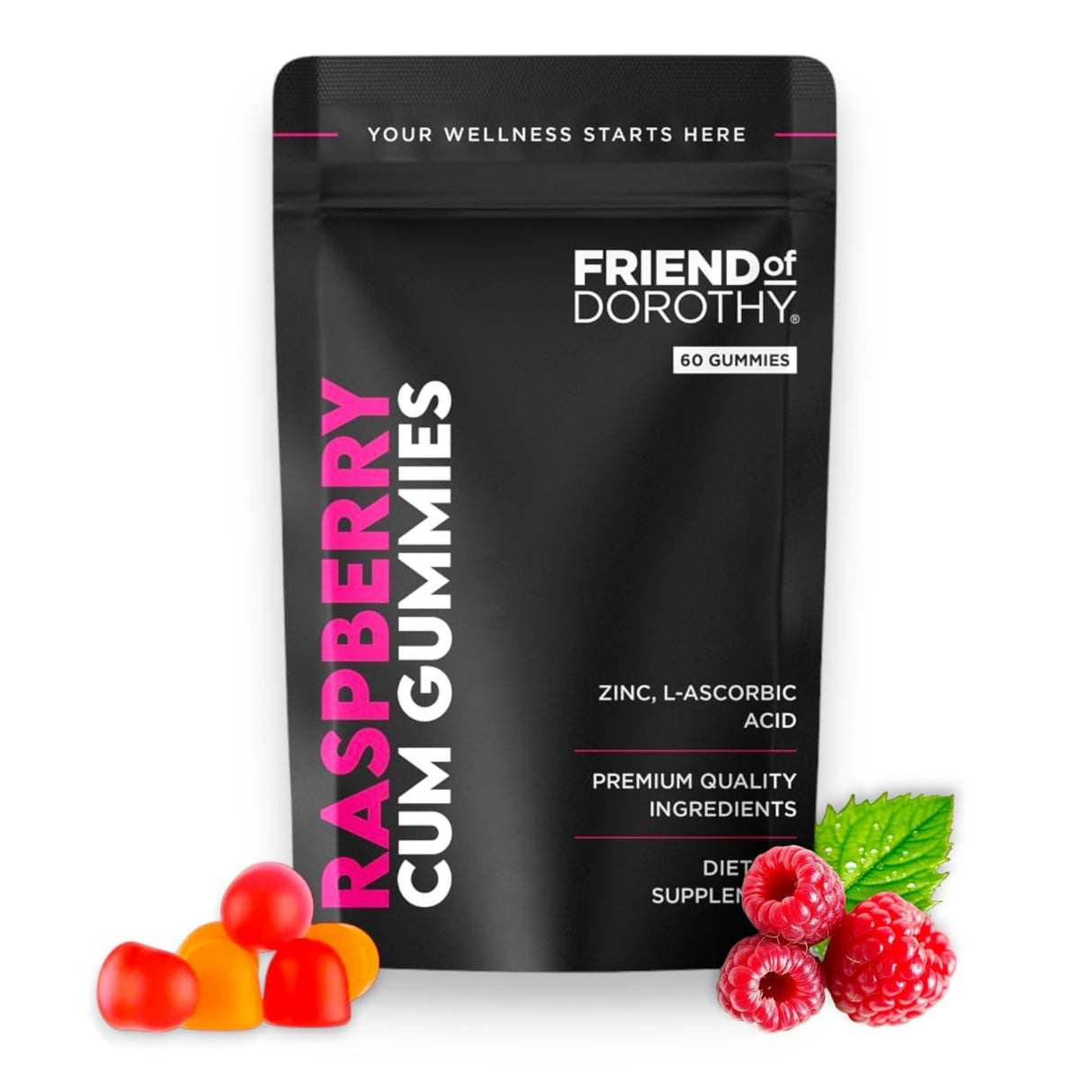 FRIEND OF DOROTHY Raspberry C*M Gummies – Improves Sperm Volume and Load – Semen Volume Supplement – 60 Capsules